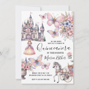 Invitación de cumpleaños Quinceañera rosa púrpura 