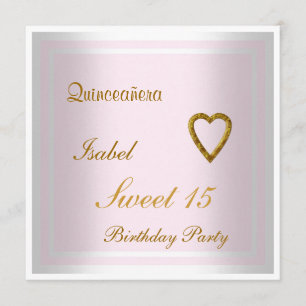 Invitación de cumpleaños Quinceañera Sweet 15 Rosa