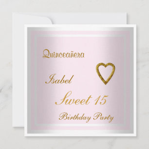 Invitación de cumpleaños Quinceanera Sweet 15 Rosa