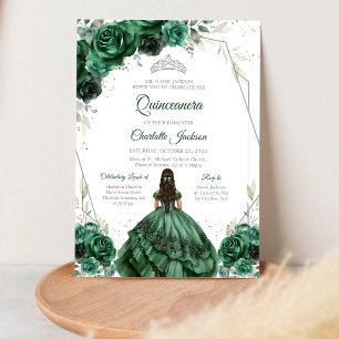 Invitación de cumpleaños Quinceañera Verde Cazador