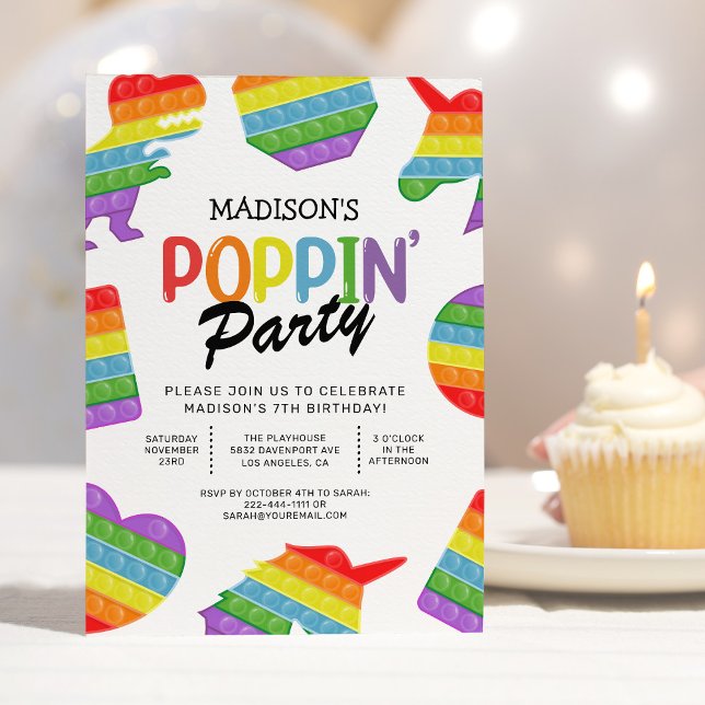 Invitación de cumpleaños Rainbow Pop It (Subido por el creador)