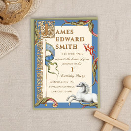Invitación de cumpleaños real con letra J medieval