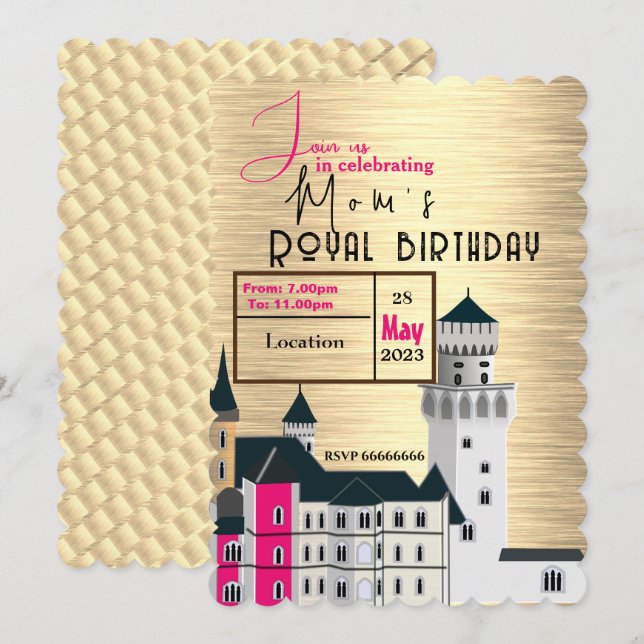 Invitación de cumpleaños real de mamá (Anverso / Reverso)