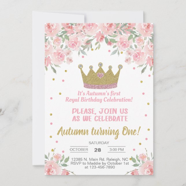 Invitación de cumpleaños real del chica de la coro (Anverso)
