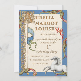 Invitación de cumpleaños real medieval de letra A