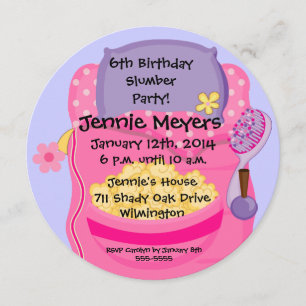 Invitación de cumpleaños redonda a Fiesta de sueño