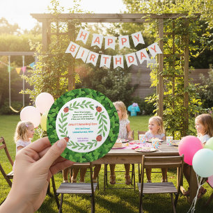 Invitación de cumpleaños redonda con foto personal