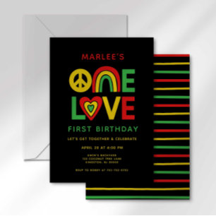 Invitación de cumpleaños reggae One Love First