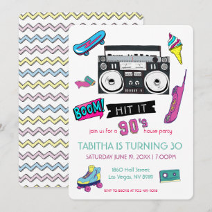 Invitación de cumpleaños Retro años 90