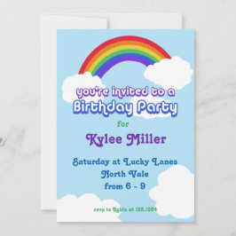 Invitación de cumpleaños retro arco iris