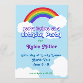 Invitación de cumpleaños retro arco iris
