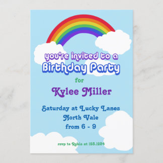 Invitación de cumpleaños retro arco iris