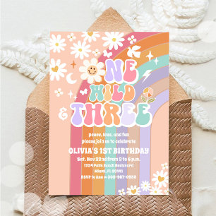 Invitación de cumpleaños Retro Arcoíris Daisy