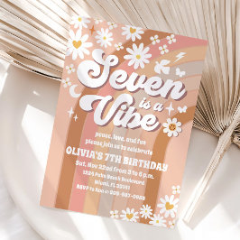 Invitación de Cumpleaños Retro Arcoíris Groovy