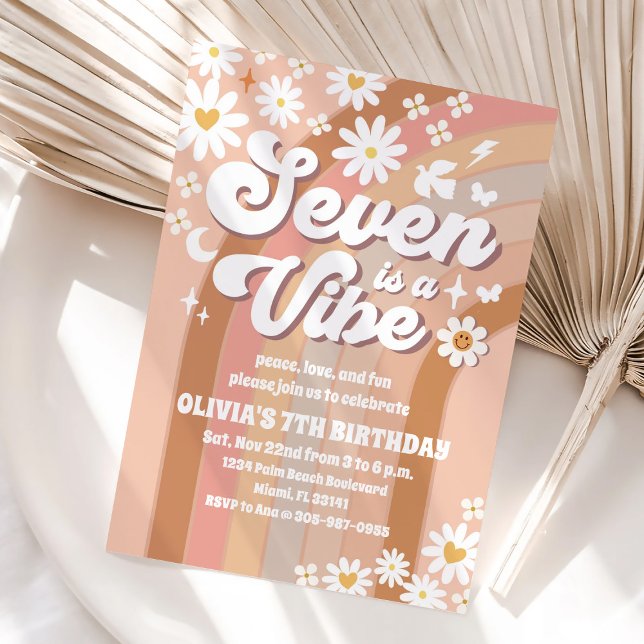 Invitación de cumpleaños retro arcoíris psicodélic (Subido por el creador)