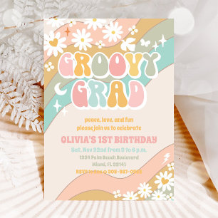 Invitación de cumpleaños retro con margarita genia