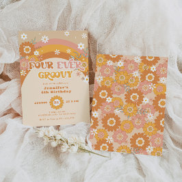 Invitación de cumpleaños retro cuatro veces groovy
