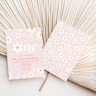 Invitación de cumpleaños Retro Daisy One Floral 1e