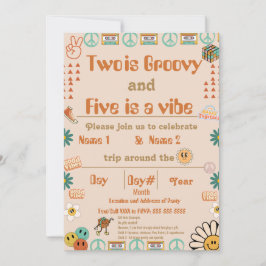 Invitación de cumpleaños retro de hermanos