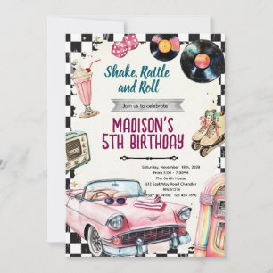 invitación de cumpleaños retro de los 50