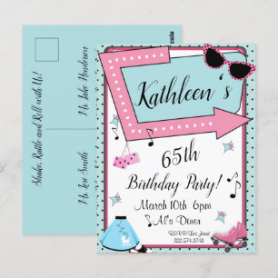Invitación de cumpleaños retro de los 50 para cual