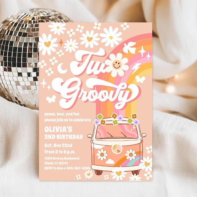Invitación de cumpleaños Retro Groovy Daisy (Subido por el creador)