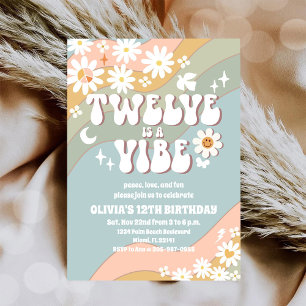 Invitación de cumpleaños Retro Groovy Daisy