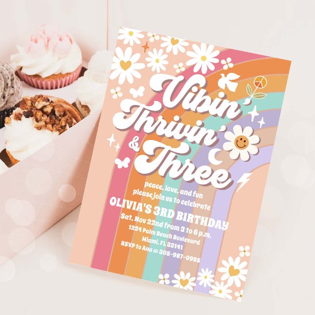 Invitación de Cumpleaños Retro Groovy número 3 (Subido por el creador)