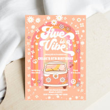 Invitación de cumpleaños Retro Hippie