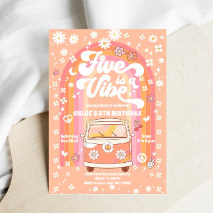 Invitación de cumpleaños Retro Hippie
