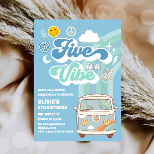 Invitación de Cumpleaños Retro Hippie
