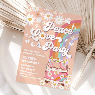 Invitación de cumpleaños Retro Hippie