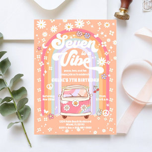 Invitación de cumpleaños Retro Hippie
