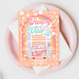 Invitación de cumpleaños Retro Hippie