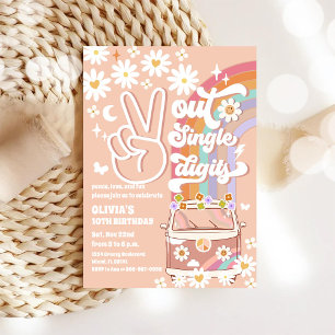 Invitación de cumpleaños Retro Hippie
