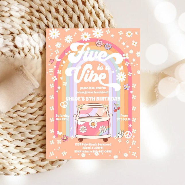 Invitación de cumpleaños Retro Hippie (Subido por el creador)