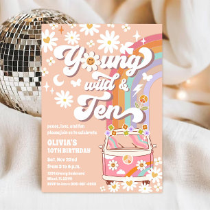 Invitación de cumpleaños retro hippie