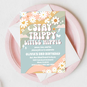 Invitación de cumpleaños retro hippie