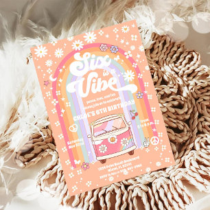 Invitación de cumpleaños Retro Hippie
