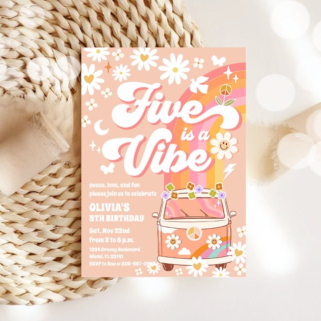 Invitación de Cumpleaños Retro Hippie (Subido por el creador)