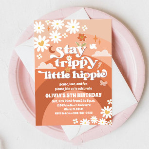 Invitación de cumpleaños Retro Hippie Daisy