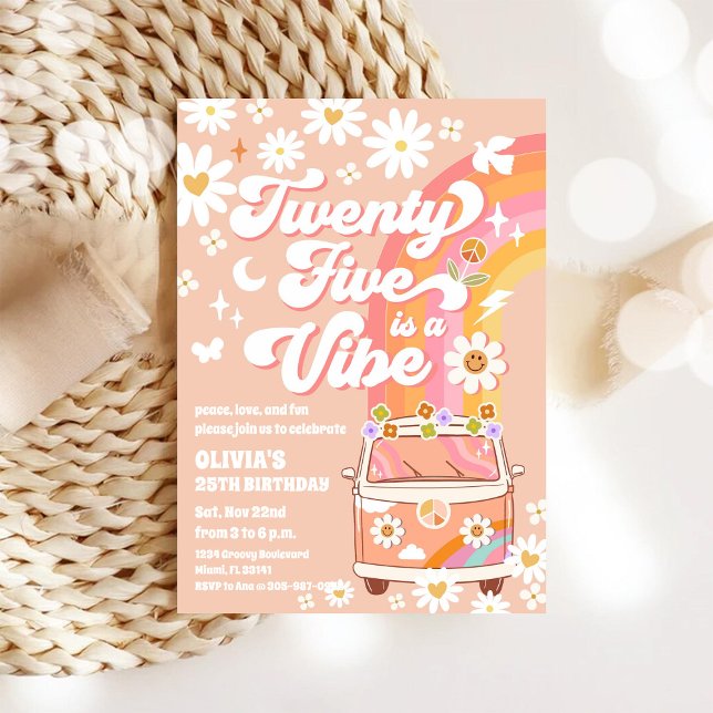 Invitación de cumpleaños Retro Hippie Daisy (Subido por el creador)
