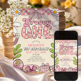 Invitación de cumpleaños retro para el 1er cumplea