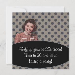 Invitación de cumpleaños retro para mujer de 50 añ