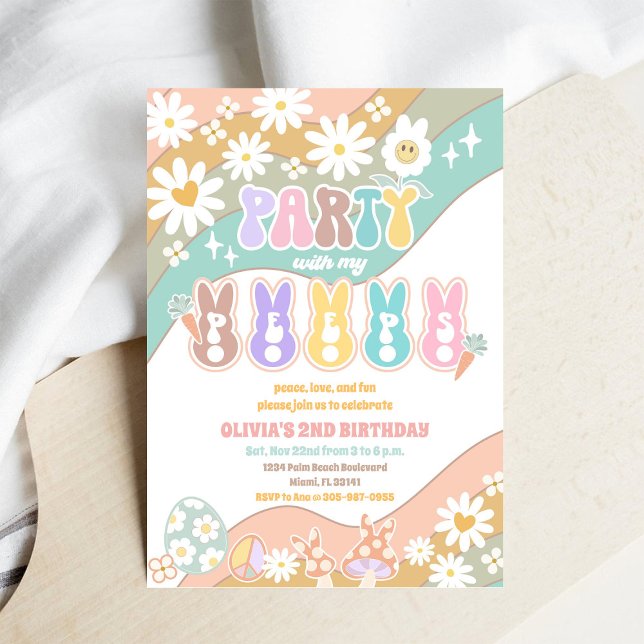 Invitación de cumpleaños Retro Peeps (Subido por el creador)