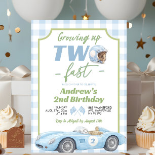 Invitación de cumpleaños Retro Preppy Azul DOS Vel