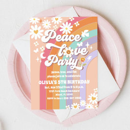 Invitación de cumpleaños Retro Rainbow Daisy