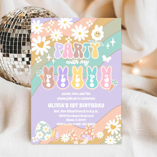 Invitación de cumpleaños Retro Rainbow Peeps