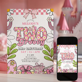 Invitación de cumpleaños retro rosa para el 2do cu