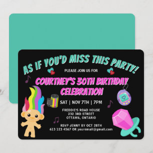 Invitación de cumpleaños retro totalmente de los 9